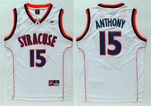 Maillot De Basket NCAA Syracuse University Carmelo Anthony 15 Blanc